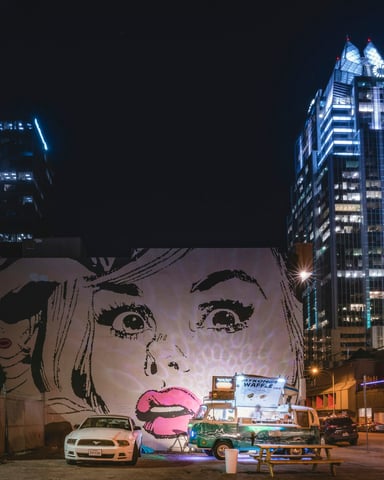 Colorful urban mural on Austin street
