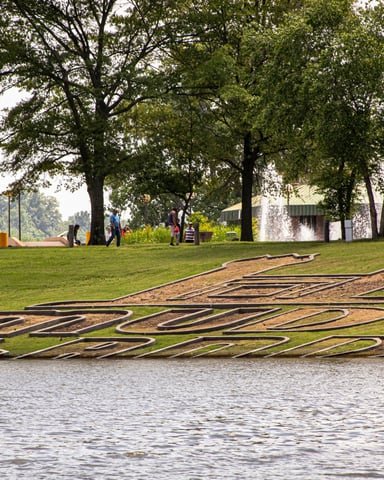 Mud Island Park in downtown Memphis with the Mississippi River